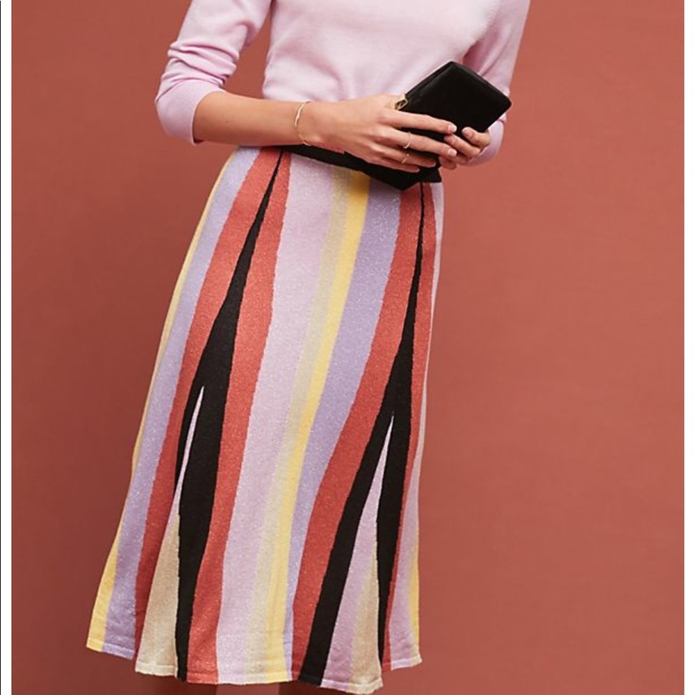 Anthropologie Laia Knot Striped Midi Skirt